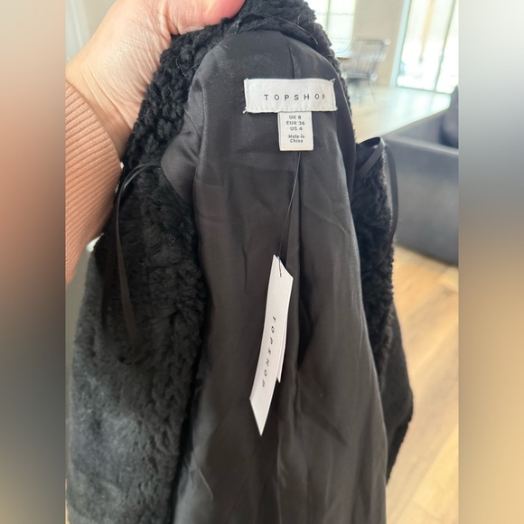 ▪️Topshop black long length teddy jacket NWT - Picture 5 of 7